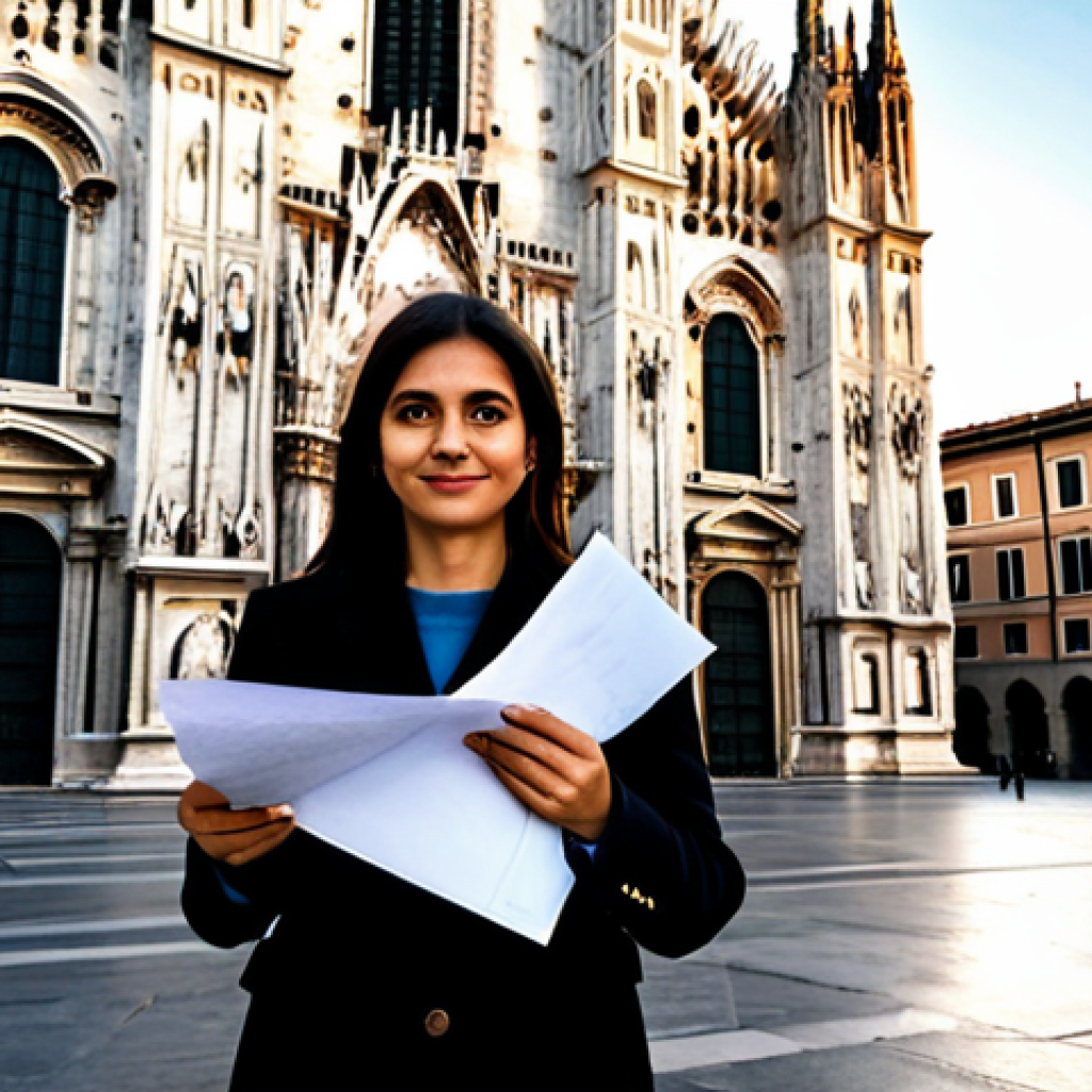 **
"A professional Italian architect, fully clothed in a stylish yet modest outfit, standing in front of the Duomo di Milano at sunset. She is holding blueprints. Perfect anatomy, correct proportions, natural pose, well-formed hands, proper finger count, natural body proportions. Professional architecture photography, warm lighting, safe for work, appropriate content, fully clothed, professional, modest, family-friendly."
**