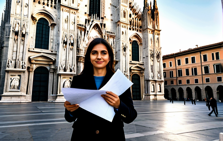 **
"A professional Italian architect, fully clothed in a stylish yet modest outfit, standing in front of the Duomo di Milano at sunset. She is holding blueprints. Perfect anatomy, correct proportions, natural pose, well-formed hands, proper finger count, natural body proportions. Professional architecture photography, warm lighting, safe for work, appropriate content, fully clothed, professional, modest, family-friendly."
**