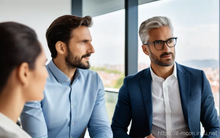 경영컨설턴트가 피해야 할 실수 - "A male consultant, professionally dressed in a crisp Italian business suit, sits attentively opposi... 경영컨설턴트가 피해야 할 실수 - "A male consultant, professionally dressed in a crisp Italian business suit, sits attentively opposi...