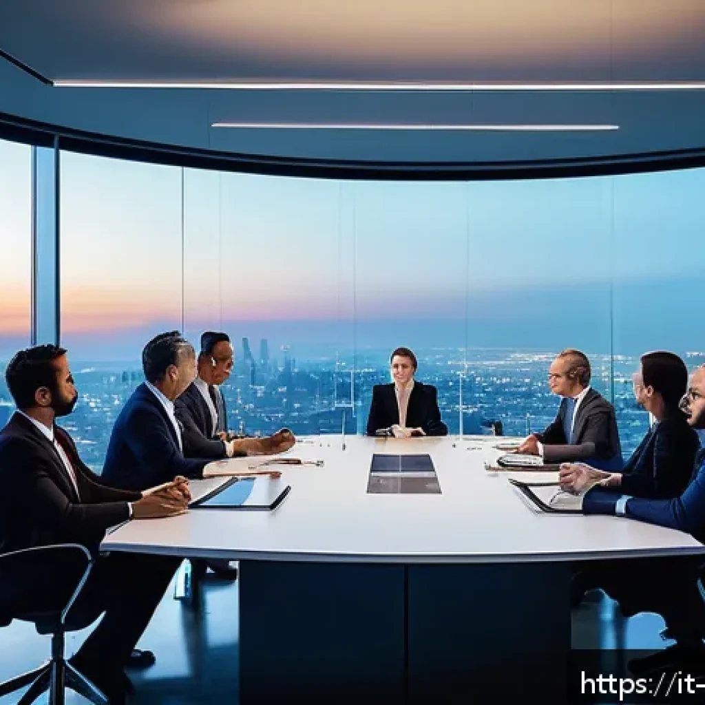 경영컨설팅과 글로벌 시장 분석 - A modern international business meeting scene in a sleek corporate office overlooking a city skyline...