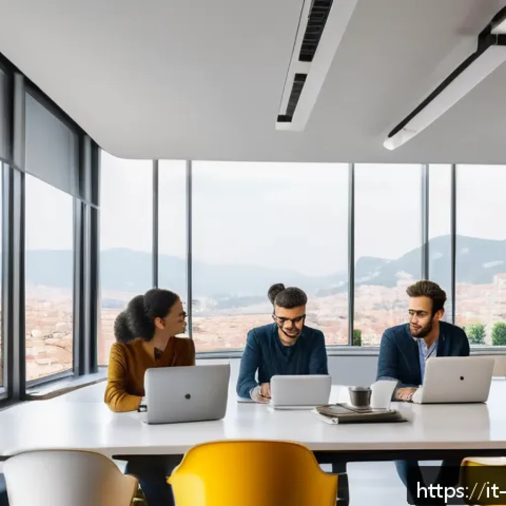 스타트업 컨설팅의 핵심 - A modern Italian startup office scene showing a diverse team of young professionals collaborating ar...