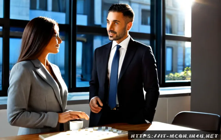 Home 17 컨설팅 직업의 장단점 - Photorealistic Italian business consultant in a tailored neutral suit presenting a clear strategy bo...